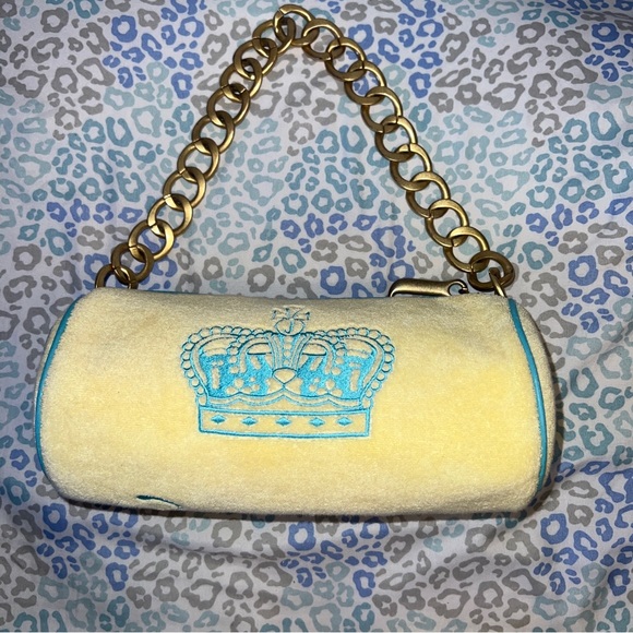 Vintage Rare Yellow Juicy Couture Purse Barrel Bag Handbag Y2K Terry Cloth - Picture 5 of 9